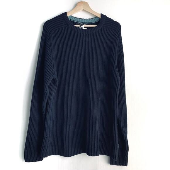 🆕 Ben Sherman Navyribbed sweater Crewneck NWT size Large cotton - Picture 1 of 11